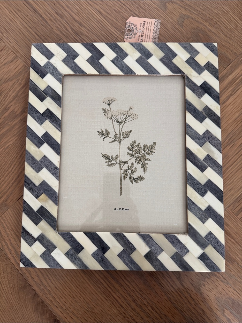 New with tag Charcoal and Cream Bone 8x10 frame. Handmade in India.